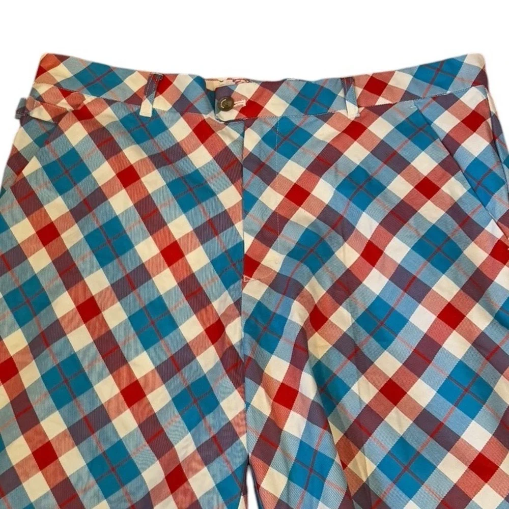 Spicy Golfer Royal & Awesome Mens Red White Blue Plaid Golf Shorts 40 Funky Loud